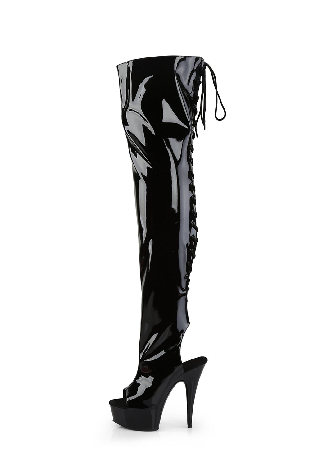 Delight-3017 Platform Thigh High Boots-Black