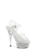 Kiss-208RSI Platform Ankle Strap Sandals-Clear Rhinestones