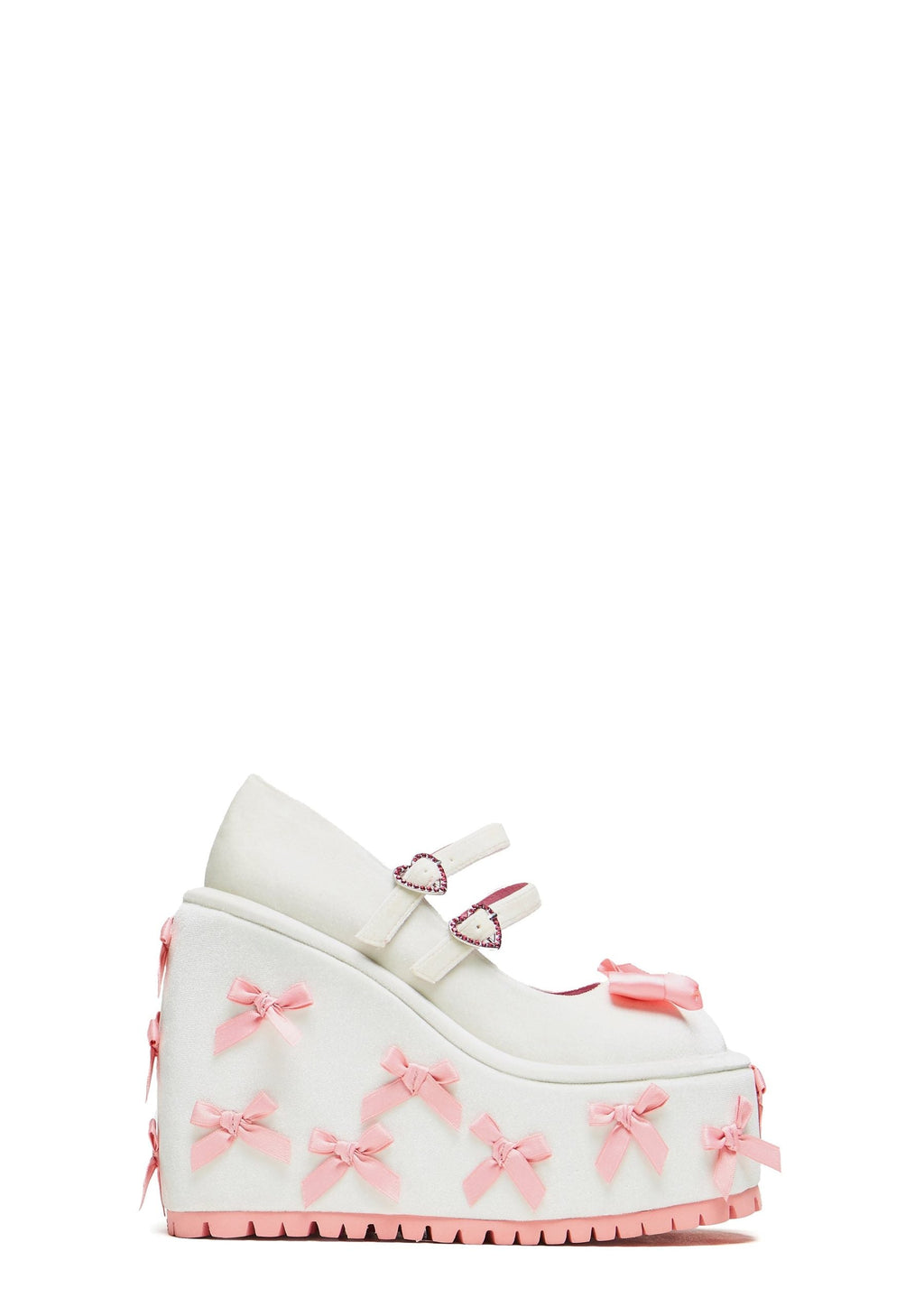 A Courtship of Bows Platform Mary Janes – Cream