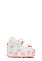 A Courtship of Bows Platform Mary Janes – Cream