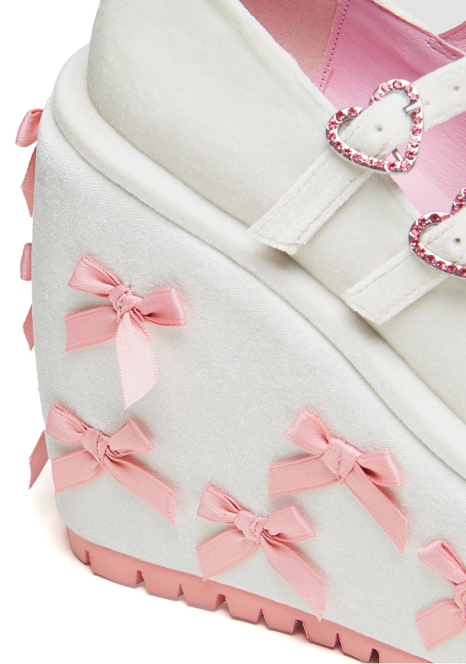 A Courtship of Bows Platform Mary Janes – Cream