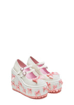 A Courtship of Bows Platform Mary Janes – Cream