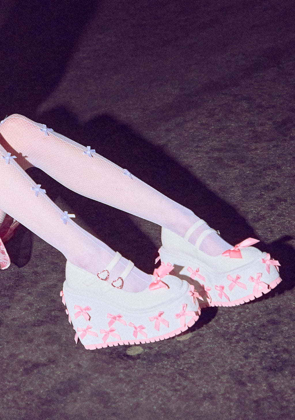 A Courtship of Bows Platform Mary Janes – Cream
