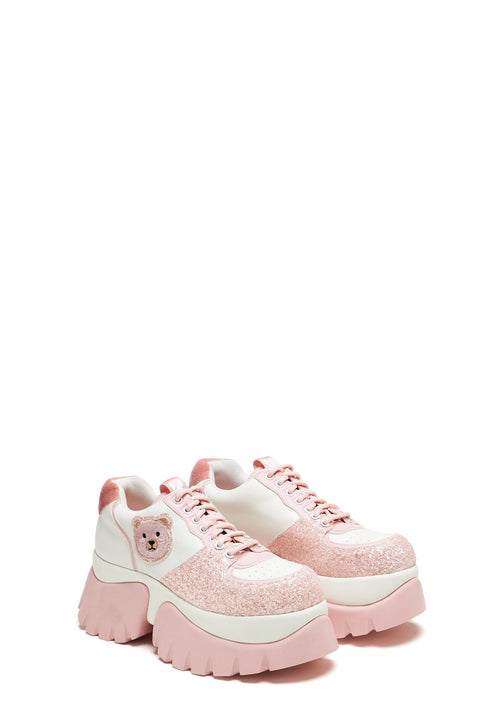 Bear Blushes Chunky Glitter Trainers – Pink