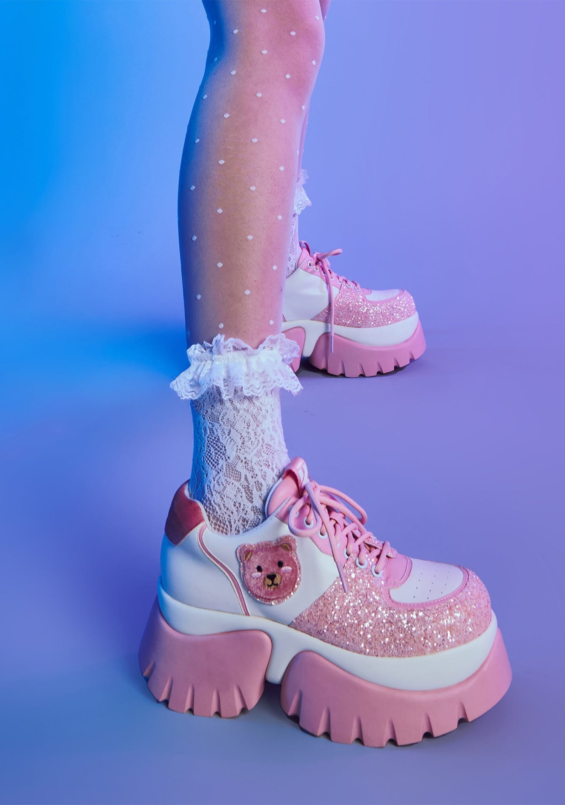 Bear Blushes Chunky Glitter Trainers – Pink