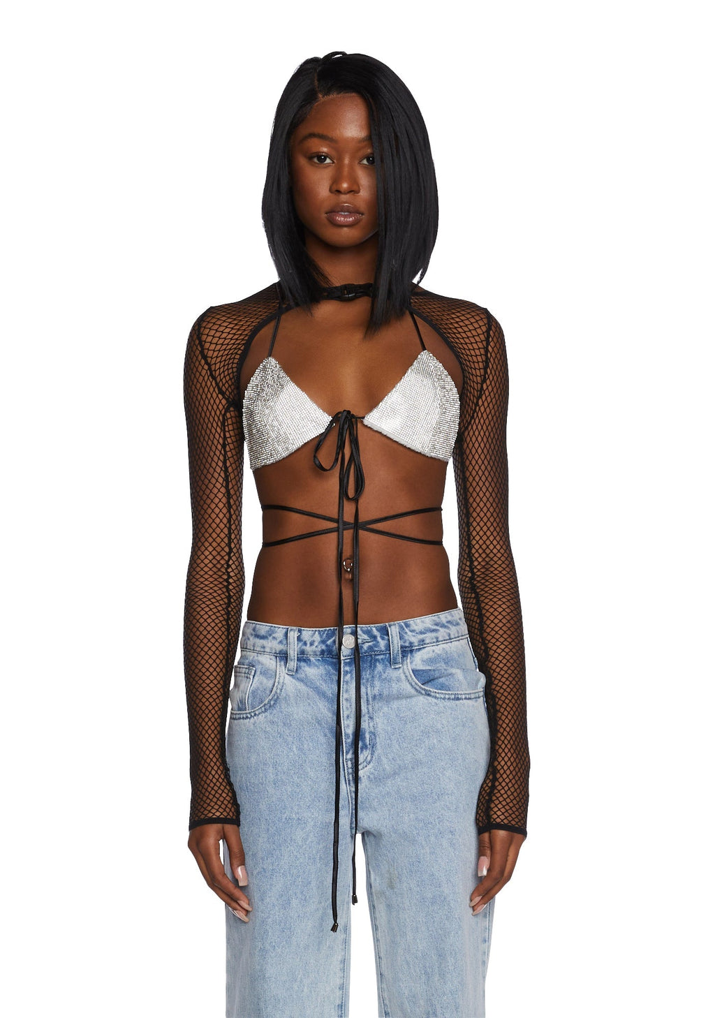 Press Charges Fishnet Shrug