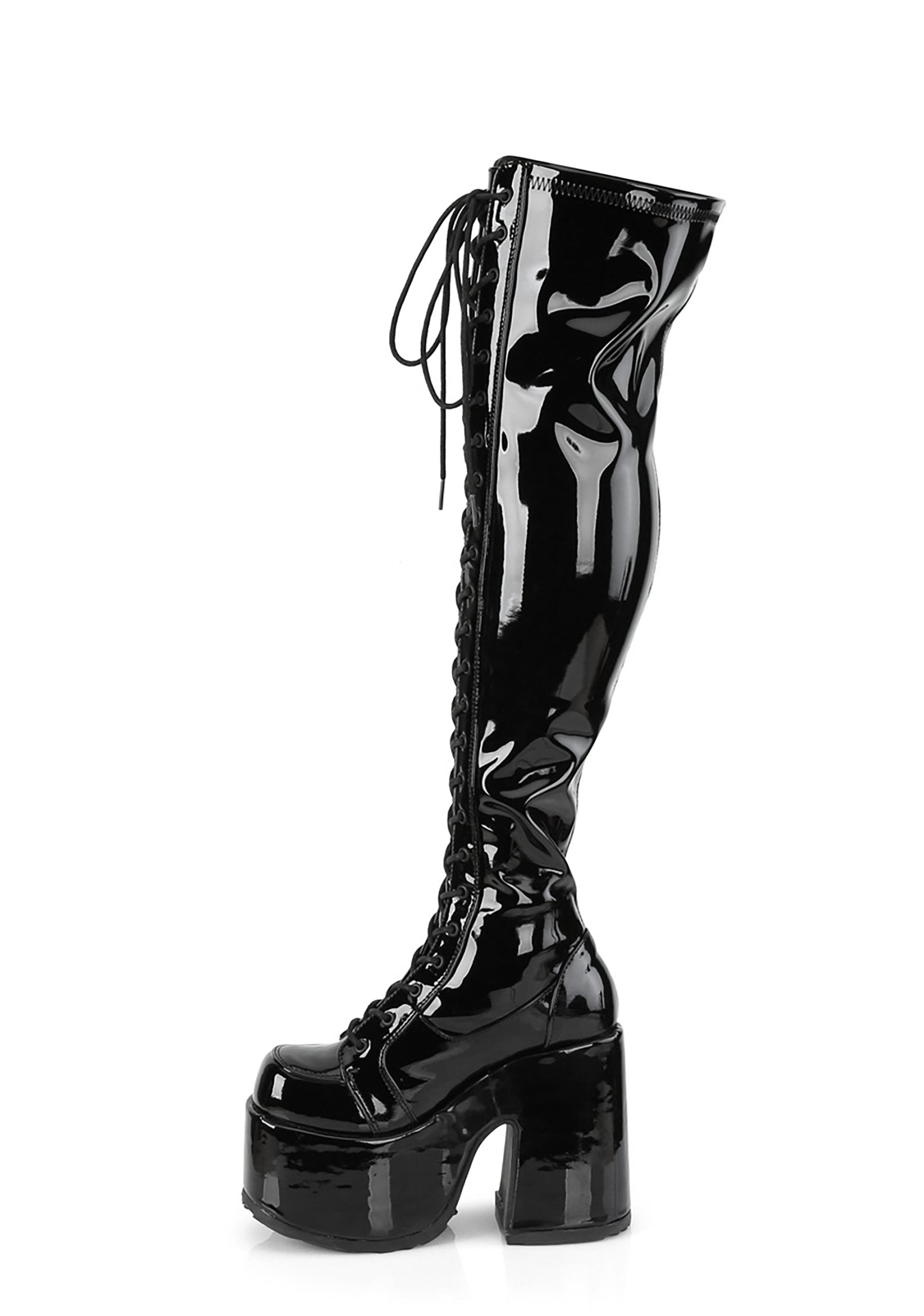 Camel-300 Platform Thigh High Boots
