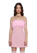 Flirty N’ Thriving Marabou Dress – Pink