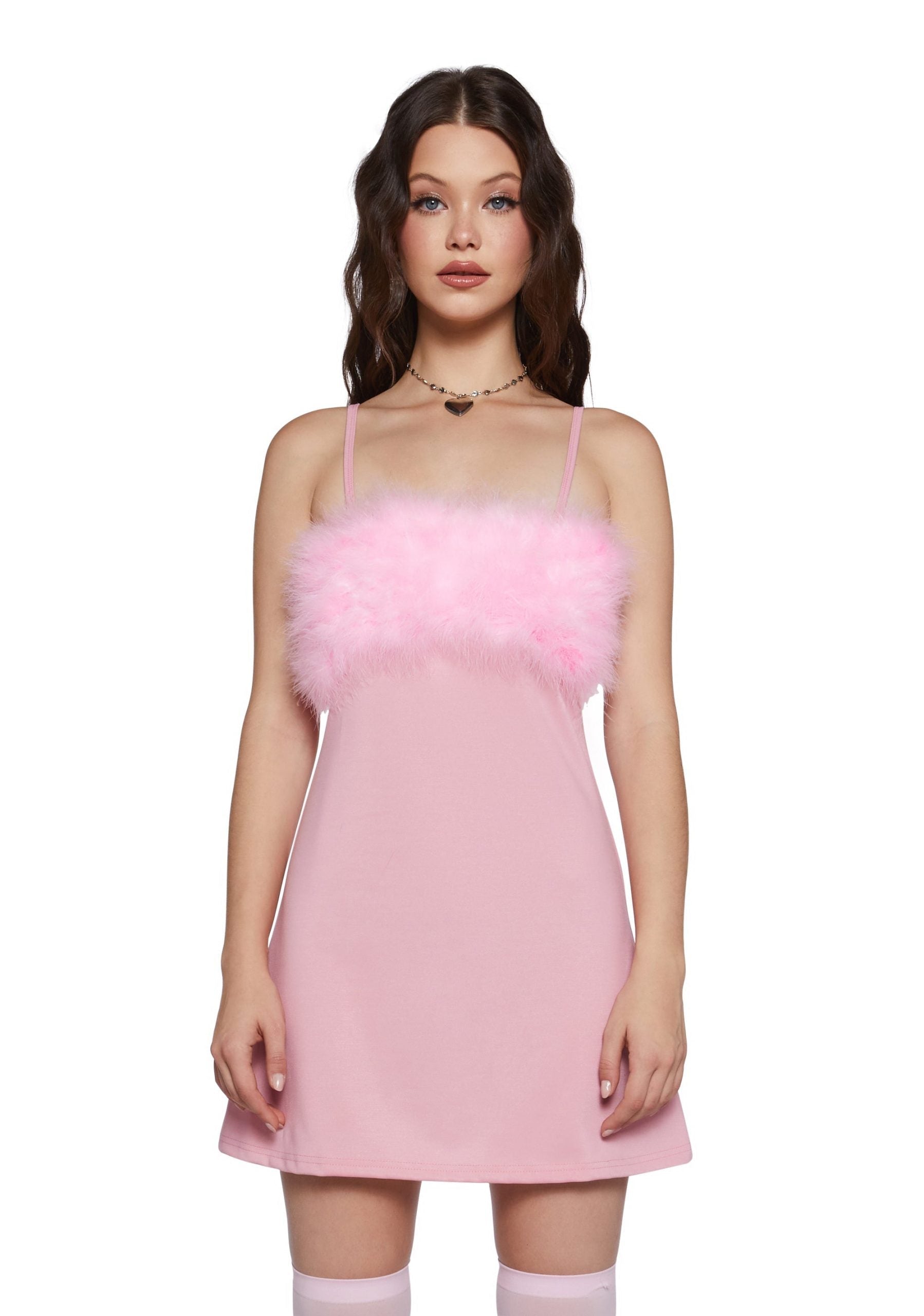 Flirty N’ Thriving Marabou Dress – Pink