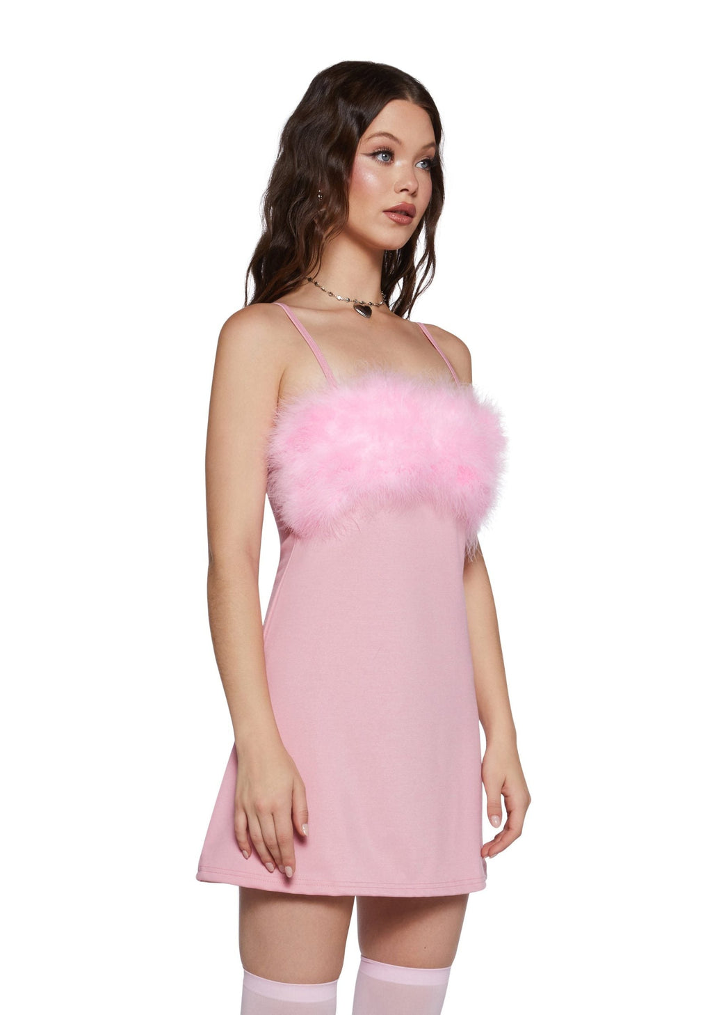 Flirty N’ Thriving Marabou Dress – Pink