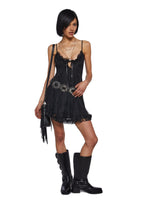 Faithfully Doomed Lace Mini Dress – Black