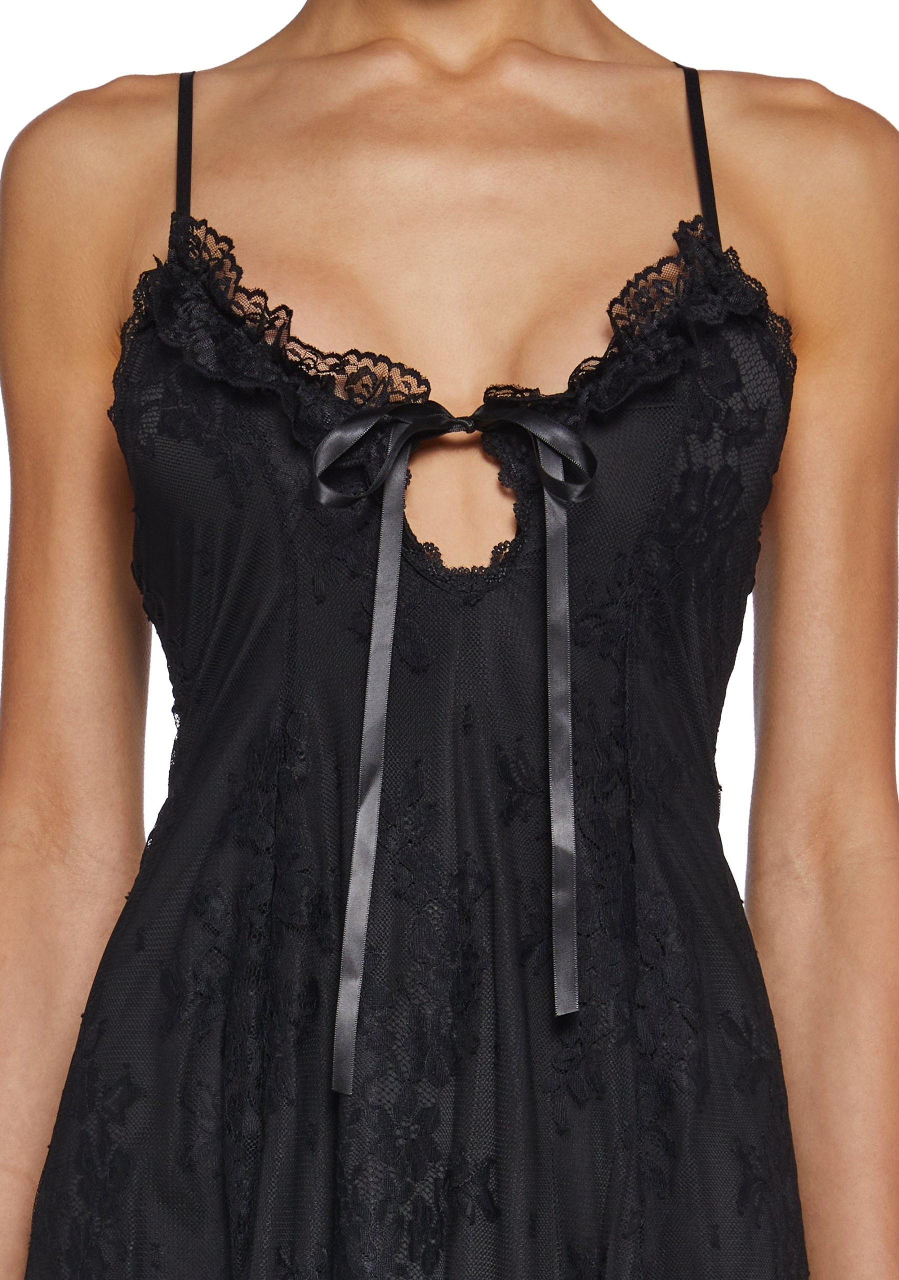 Faithfully Doomed Lace Mini Dress – Black