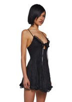 Faithfully Doomed Lace Mini Dress – Black