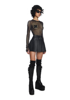 Spade Pleated Micro Mini Skirt