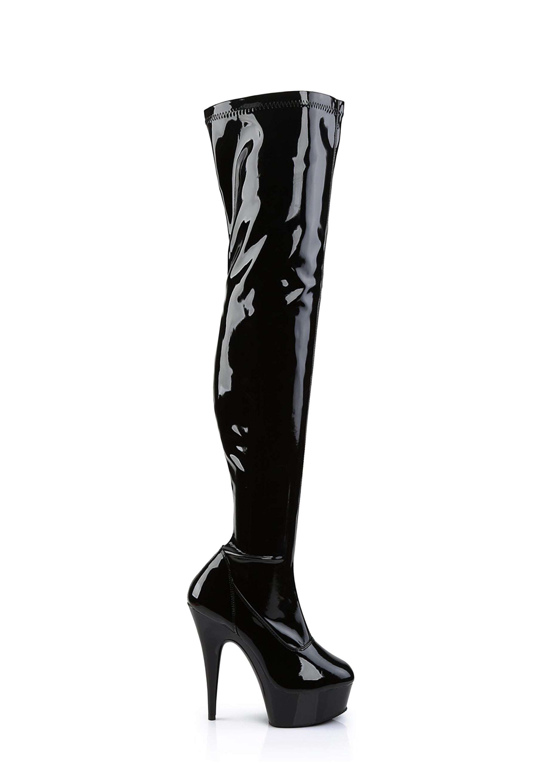 Delight-3000 Platform Thigh High Boots-Black