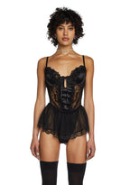 Spoiled But Not Rotten Lace Teddy – Black