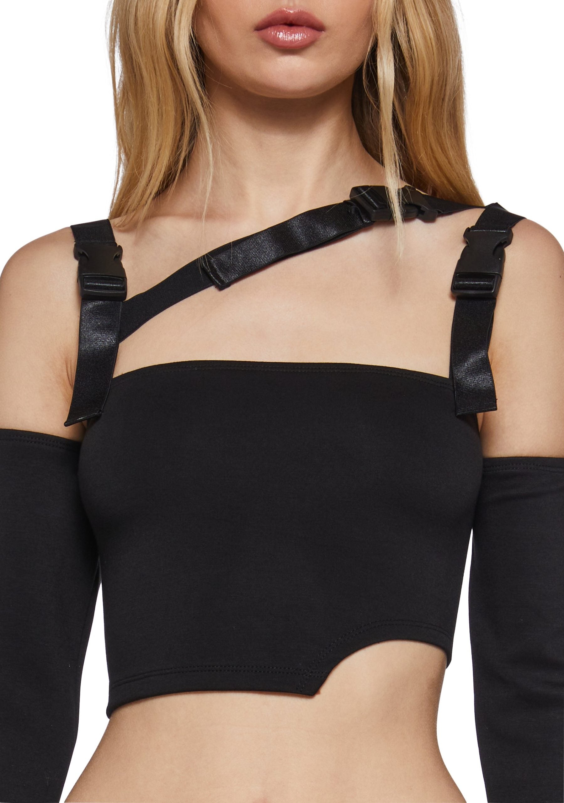 Shut Up Touch Me Strappy Crop Top