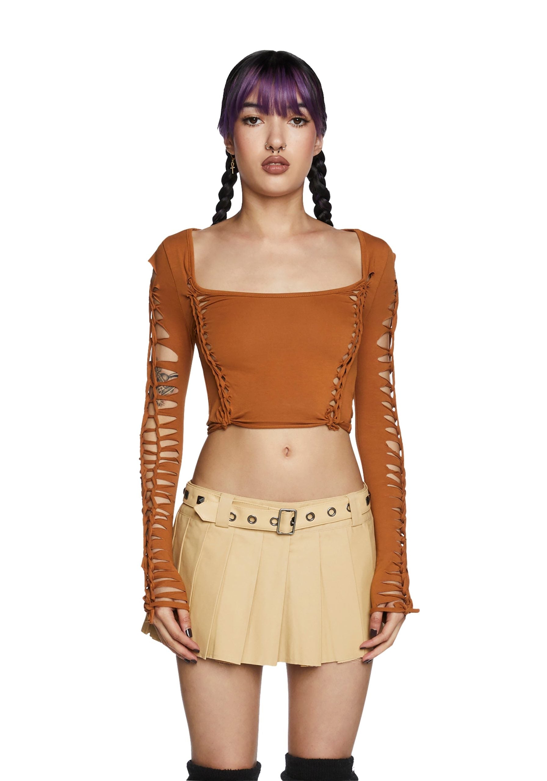 Alternative Spells Long Sleeve Top – Light Brown