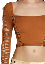 Alternative Spells Long Sleeve Top – Light Brown