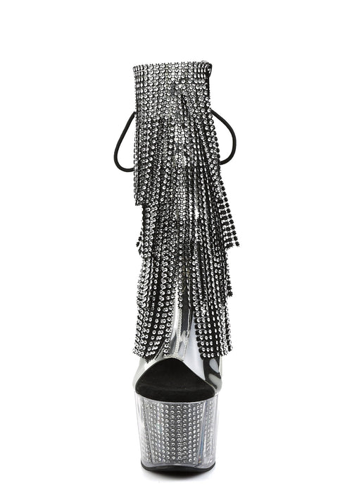 Adore-1017SRS Platform Ankle Boots-Clear