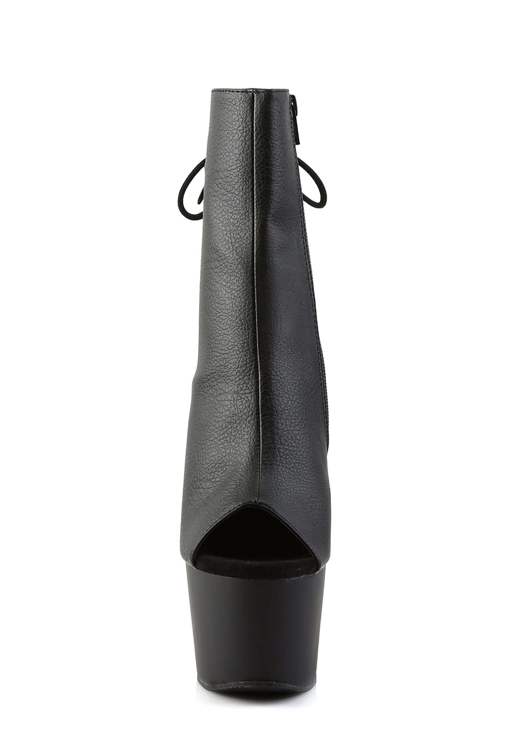 Adore-1018 Platform Ankle Boots-Black PU
