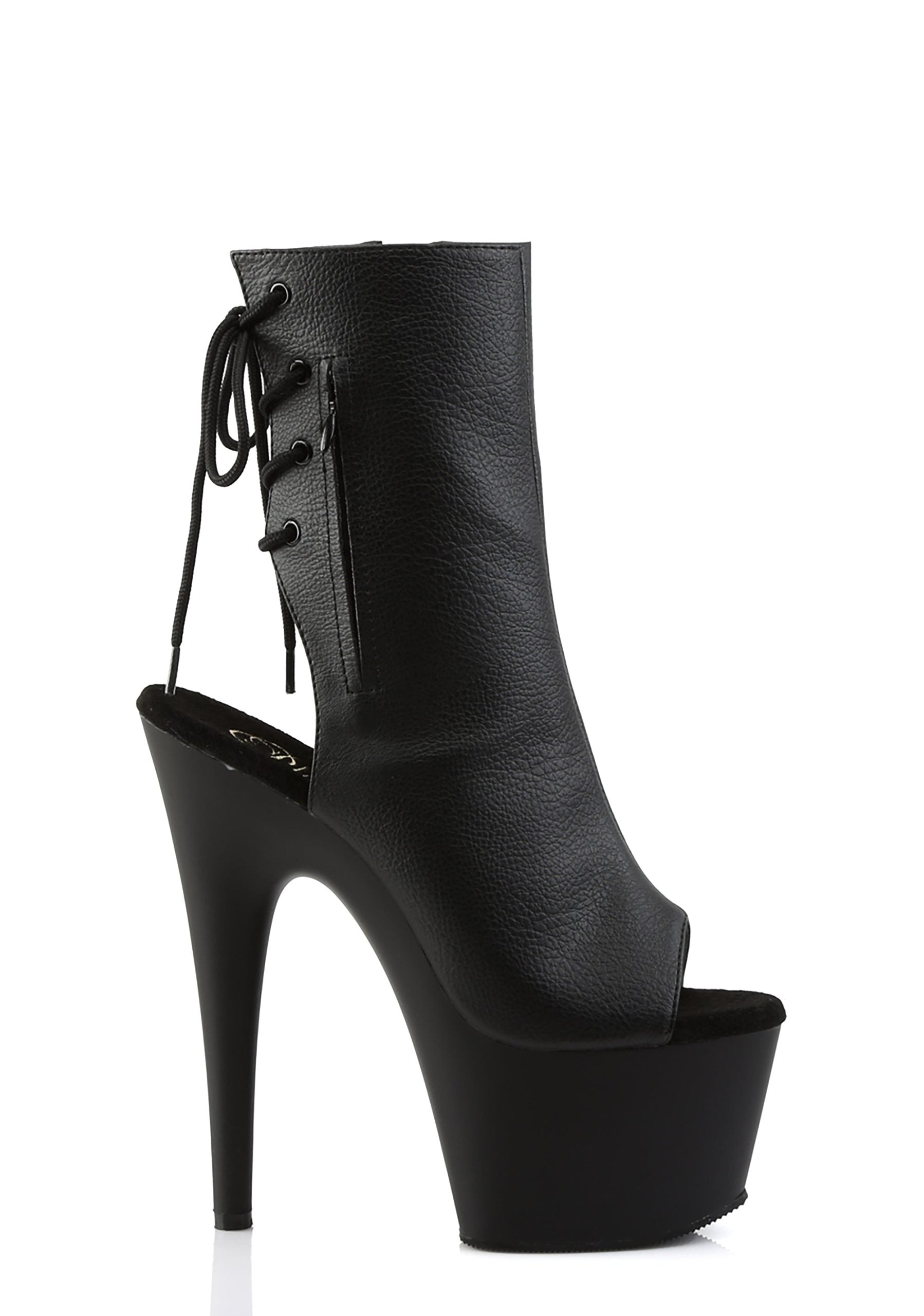 Adore-1018 Platform Ankle Boots-Black PU