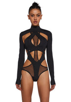 Flanger Strappy Spandex And Mesh Bodysuit – Black