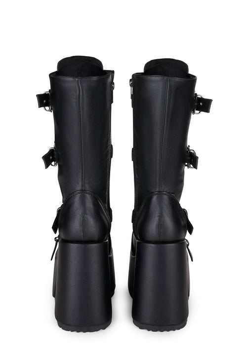 Camel-115 Platform Mid-Calf Boots
