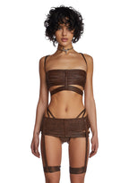 Echo Strappy 3-Piece Lingerie Set – Brown