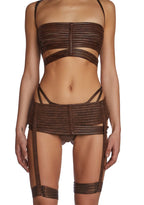 Echo Strappy 3-Piece Lingerie Set – Brown