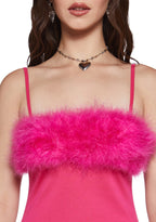 Flirty N’ Thriving Marabou Dress – Dark Pink