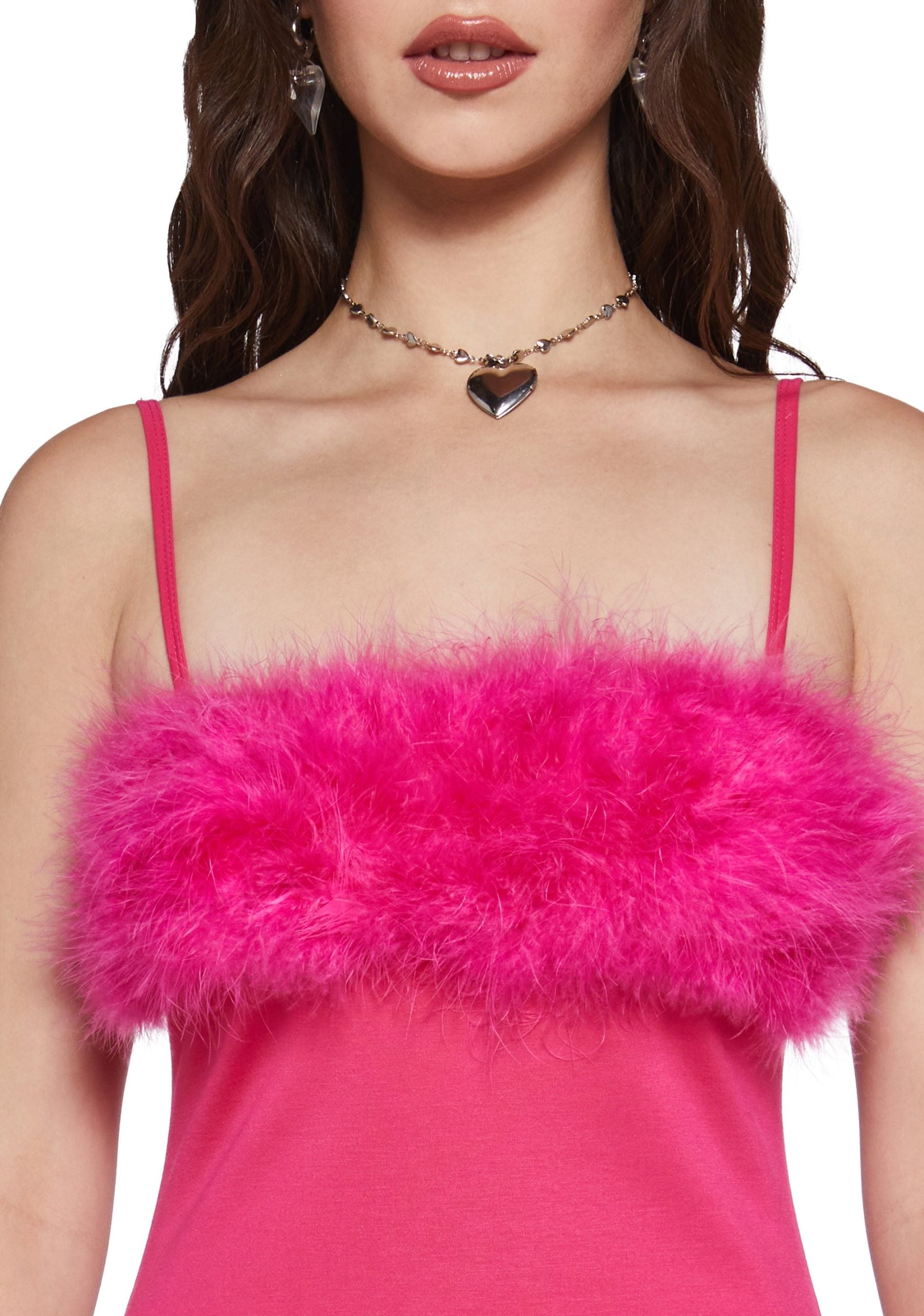 Flirty N’ Thriving Marabou Dress – Dark Pink