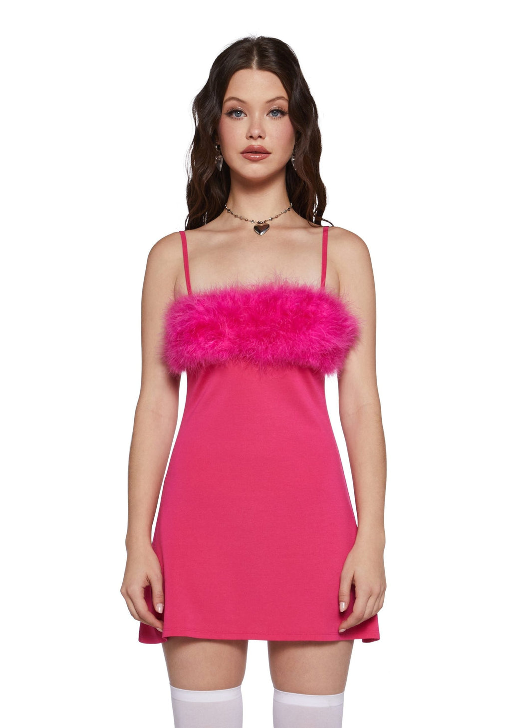 Flirty N’ Thriving Marabou Dress – Dark Pink