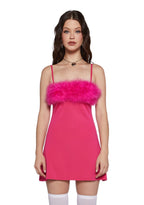 Flirty N’ Thriving Marabou Dress – Dark Pink