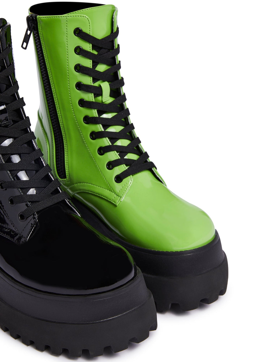 Color Me Haunted Mismatched Boots – Black/Green