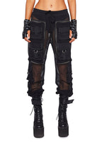 Complex Nights Fishnet Cargo Pants – Black