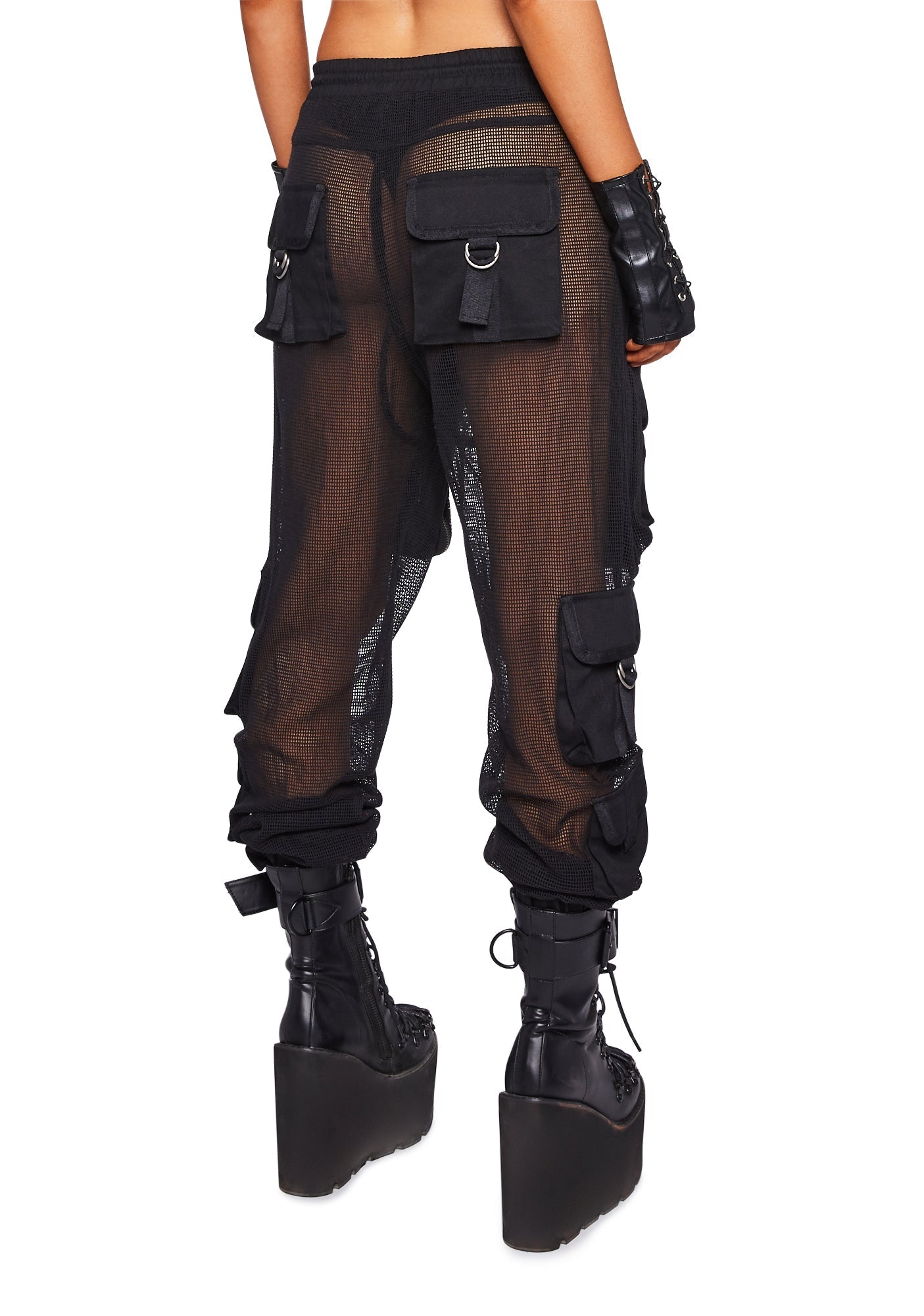 Complex Nights Fishnet Cargo Pants – Black